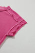 Solid Corded Textured Knit Exposed Stitching T-shirt