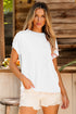 Solid Corded Textured Knit Exposed Stitching T-shirt