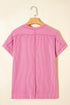 Solid Corded Textured Knit Exposed Stitching T-shirt