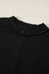 Solid Corded Textured Knit Exposed Stitching T-shirt