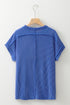 Solid Corded Textured Knit Exposed Stitching T-shirt