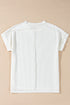 Solid Corded Textured Knit Exposed Stitching T-shirt