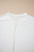 Solid Corded Textured Knit Exposed Stitching T-shirt