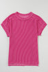 Solid Corded Textured Knit Exposed Stitching T-shirt