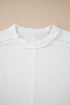 Solid Corded Textured Knit Exposed Stitching T-shirt