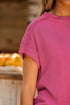 Solid Corded Textured Knit Exposed Stitching T-shirt