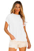 Solid Corded Textured Knit Exposed Stitching T-shirt