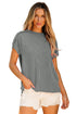 Solid Corded Textured Knit Exposed Stitching T-shirt