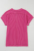 Solid Corded Textured Knit Exposed Stitching T-shirt