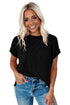 Solid Corded Textured Knit Exposed Stitching T-shirt