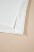 Solid Corded Textured Knit Exposed Stitching T-shirt