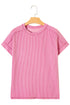 Solid Corded Textured Knit Exposed Stitching T-shirt