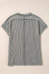 Solid Corded Textured Knit Exposed Stitching T-shirt