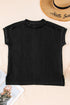 Solid Corded Textured Knit Exposed Stitching T-shirt