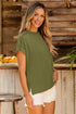 Solid Corded Textured Knit Exposed Stitching T-shirt