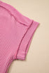 Solid Corded Textured Knit Exposed Stitching T-shirt