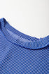 Solid Corded Textured Knit Exposed Stitching T-shirt