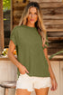 Solid Corded Textured Knit Exposed Stitching T-shirt