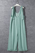 Solid Corded Tie Strap V Neck Wide Leg Jumpsuit