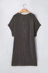 Solid Corded V Neck Pocket Plus Size Mini Dress