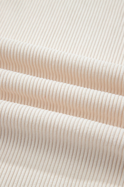 Solid Corduroy Drawstring Elastic Waist Relaxed Pants