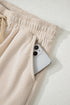 Solid Corduroy Drawstring Elastic Waist Relaxed Pants