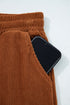 Solid Corduroy Drawstring Elastic Waist Relaxed Pants