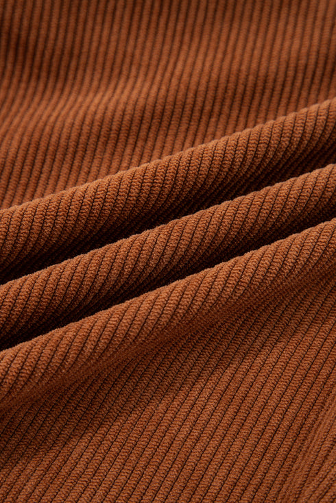 Solid Corduroy Drawstring Elastic Waist Relaxed Pants