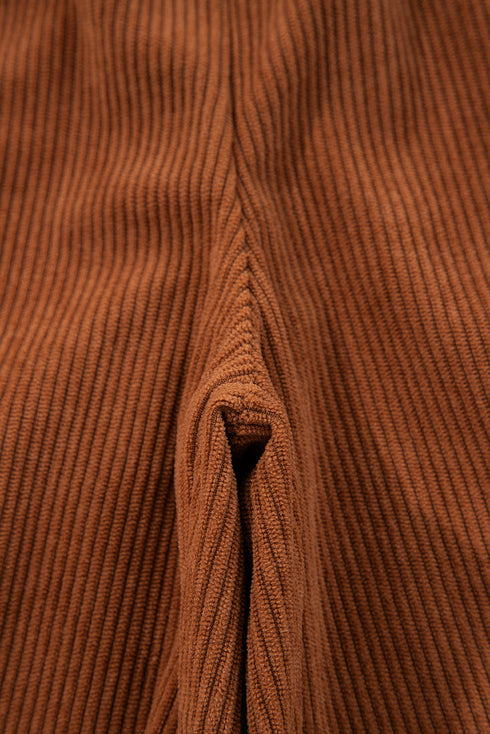 Solid Corduroy Drawstring Elastic Waist Relaxed Pants