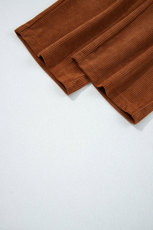 Solid Corduroy Drawstring Elastic Waist Relaxed Pants