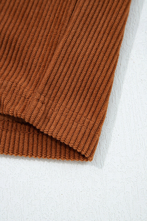Solid Corduroy Drawstring Elastic Waist Relaxed Pants