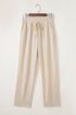 Solid Corduroy Drawstring Elastic Waist Relaxed Pants