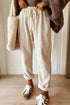 Solid Corduroy Drawstring Elastic Waist Relaxed Pants