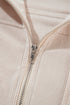 Solid Corduroy Drawstring Hooded Zip Up Jacket