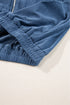 Solid Corduroy Drawstring Hooded Zip Up Jacket
