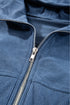Solid Corduroy Drawstring Hooded Zip Up Jacket