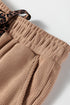 Solid Corduroy Drawstring Pullover Hoodie And High Waist Pant Set