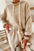 Solid Corduroy Drawstring Pullover Hoodie And High Waist Pant Set
