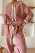 Solid Corduroy Drawstring Pullover Hoodie And High Waist Pant Set