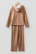 Solid Corduroy Drawstring Pullover Hoodie And High Waist Pant Set