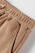 Solid Corduroy Drawstring Pullover Hoodie And High Waist Pant Set