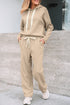Solid Corduroy Drawstring Pullover Hoodie And High Waist Pant Set