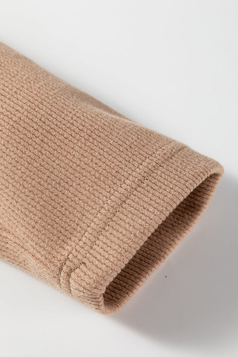 Solid Corduroy Drawstring Pullover Hoodie And High Waist Pant Set