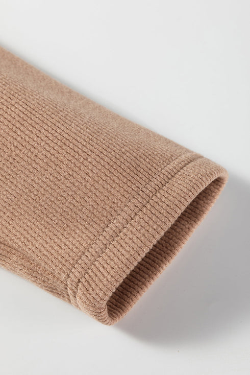Solid Corduroy Drawstring Pullover Hoodie And High Waist Pant Set