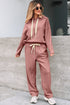 Solid Corduroy Drawstring Pullover Hoodie And High Waist Pant Set