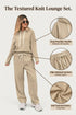 Solid Corduroy Drawstring Pullover Hoodie And High Waist Pant Set