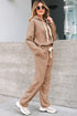 Solid Corduroy Drawstring Pullover Hoodie And High Waist Pant Set
