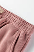 Solid Corduroy Drawstring Pullover Hoodie And High Waist Pant Set