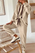 Solid Corduroy Drawstring Pullover Hoodie And High Waist Pant Set