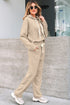 Solid Corduroy Drawstring Pullover Hoodie And High Waist Pant Set